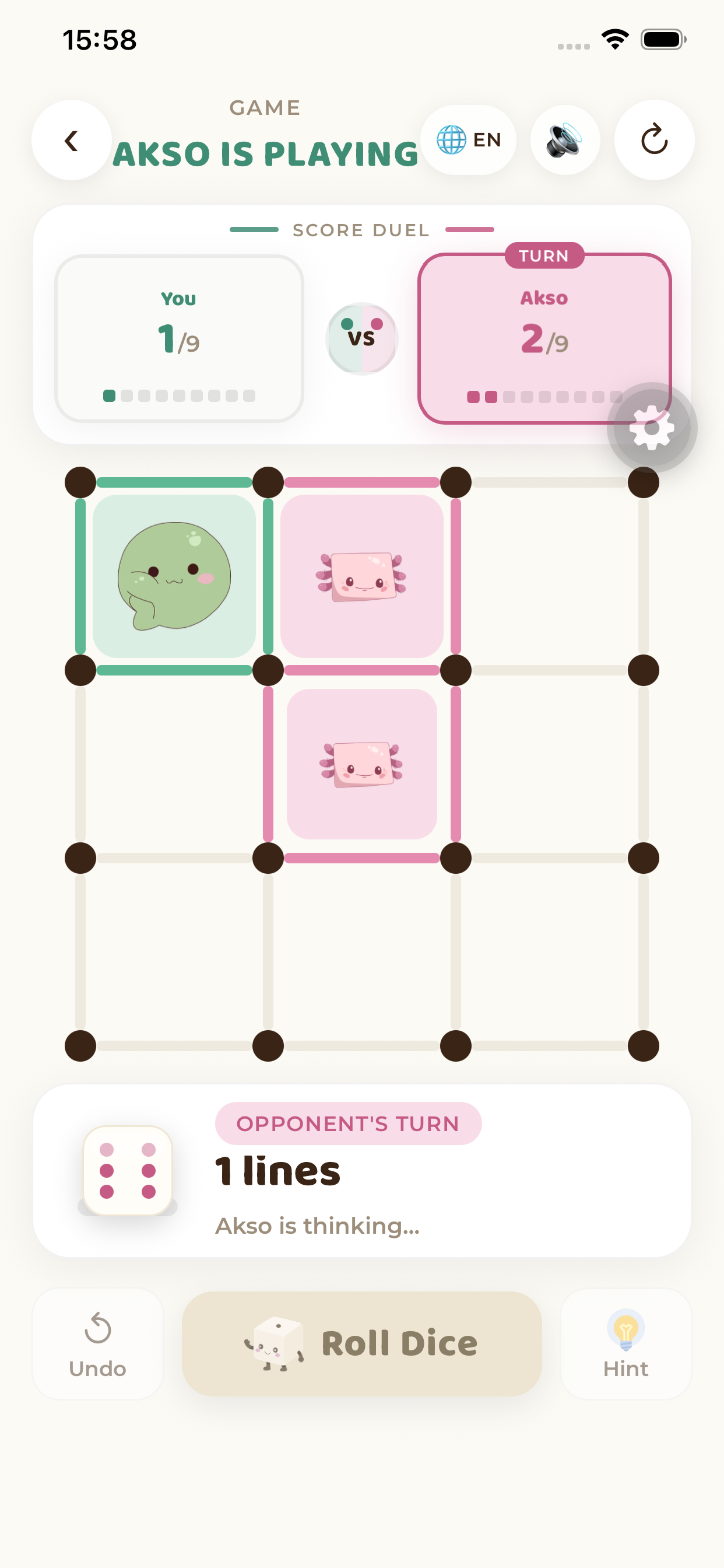 Gameplay board screen